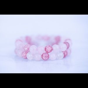 White quartz and rose quartz bracelet